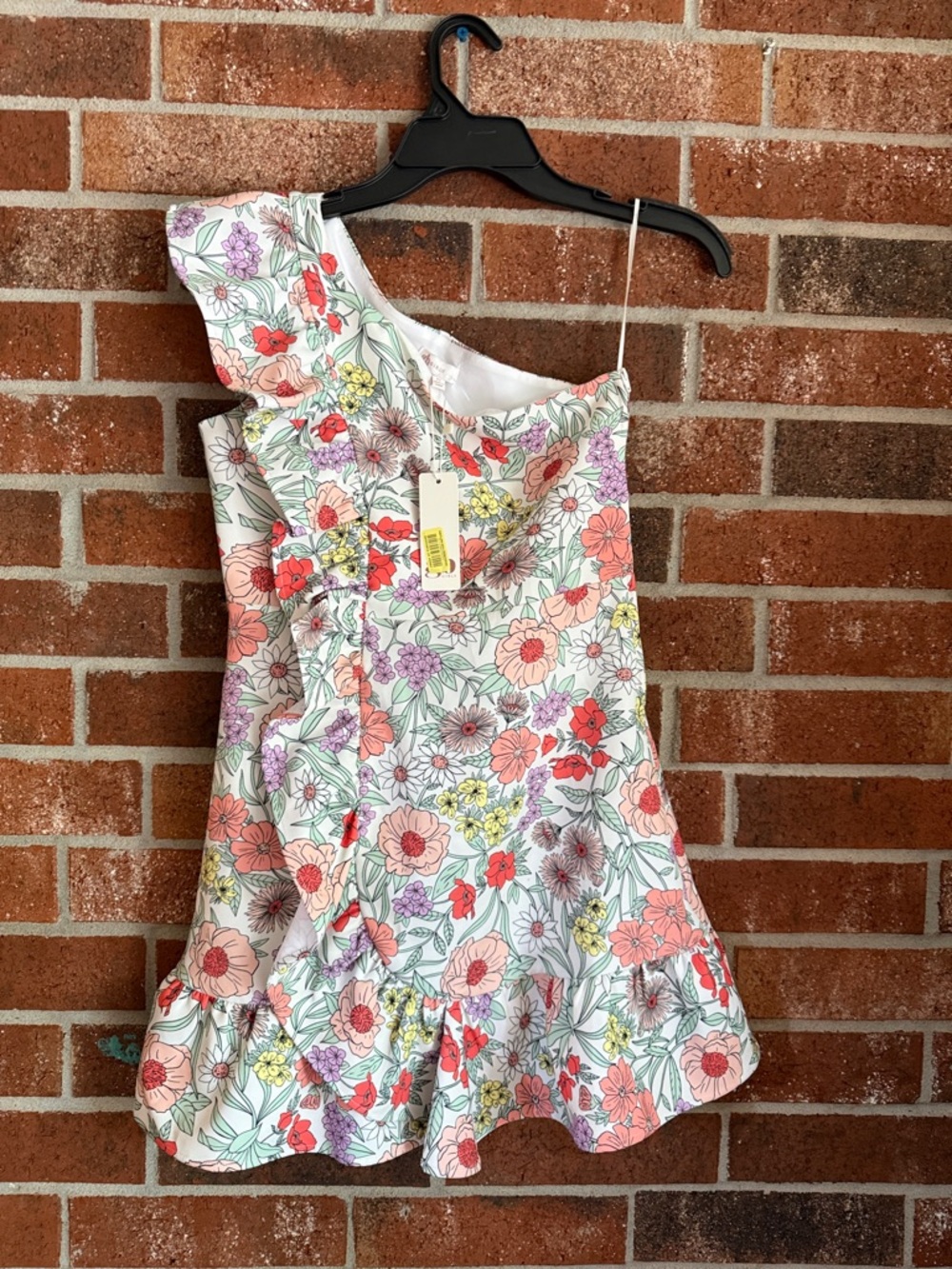 GB girls Gianni bini Floral One-Shoulder Ruffle Dress wedding party pageant 12